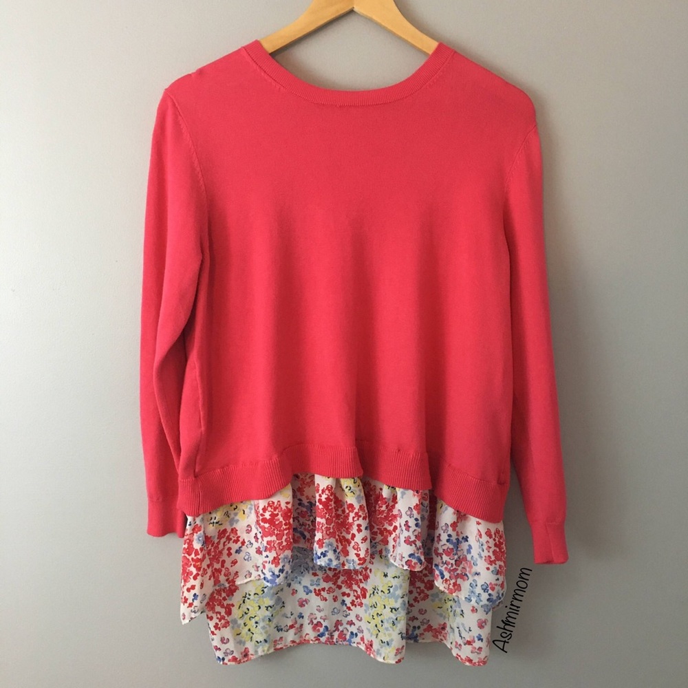 TIME and TRU Sweater Layered Floral Print Large